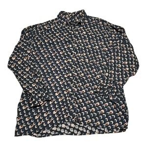 Volare 100% Rayon Geometric Casual Button Up Long Sleeve Shirt Men's Large